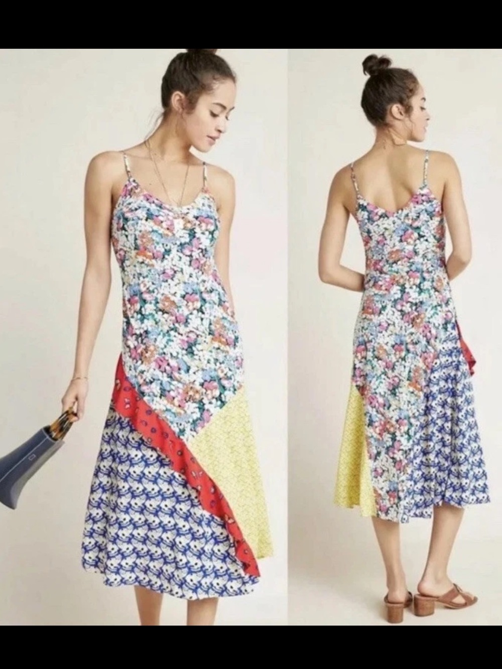 Conversations by Anthropologie Colloquial Bias Patchwork Dress - Multi Floral - Picture 3 of 10